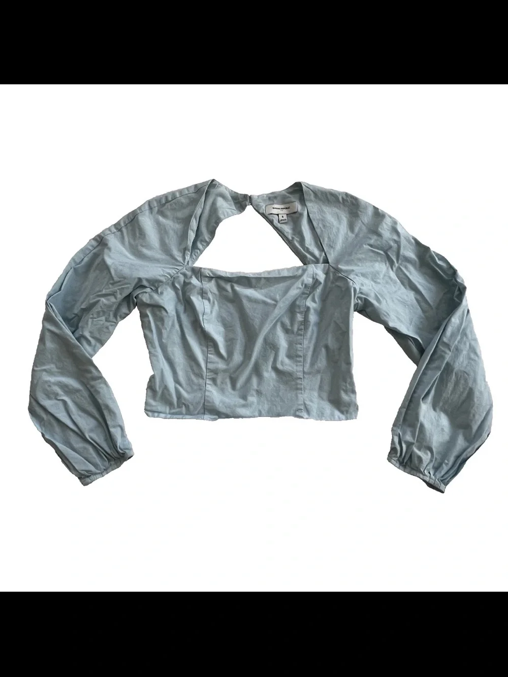 Banana Republic Cropped Poplin Long Sleeve Cropped Blouse Womens S Back Cutout